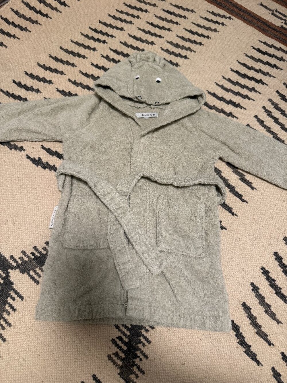 Liewood Kids Elephant Hooded Terry Bathrobe Sage 3-4Y